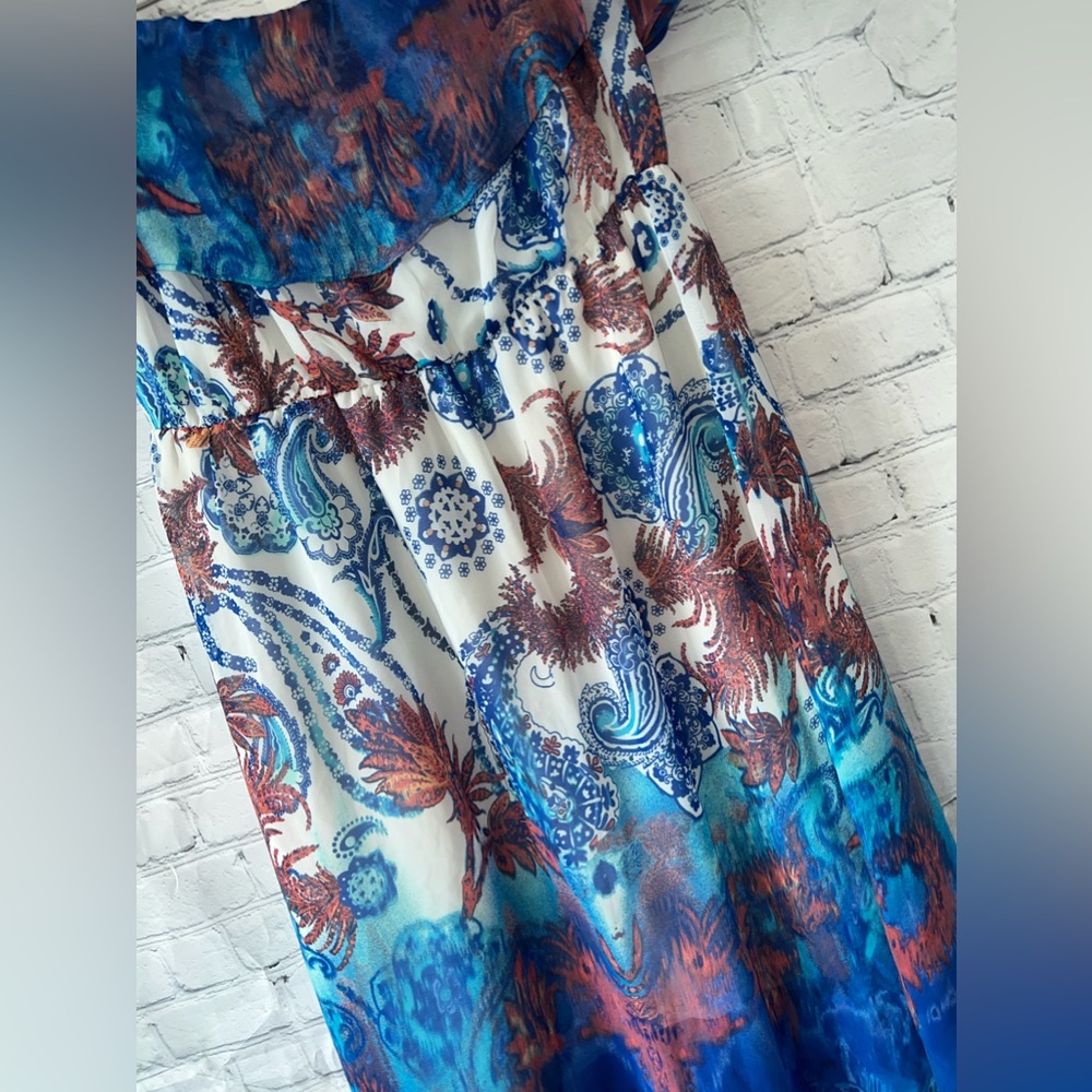 Maurices White, Blue & Pink floral strapless dress size 0 - Picture 7 of 16